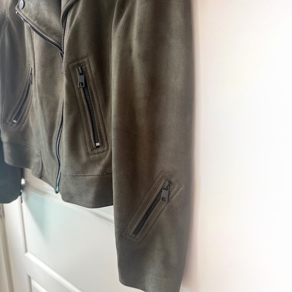 NWT Banana Republic Khaki Moto. Vegan Suede Jacket. Size S - Picture 6 of 13